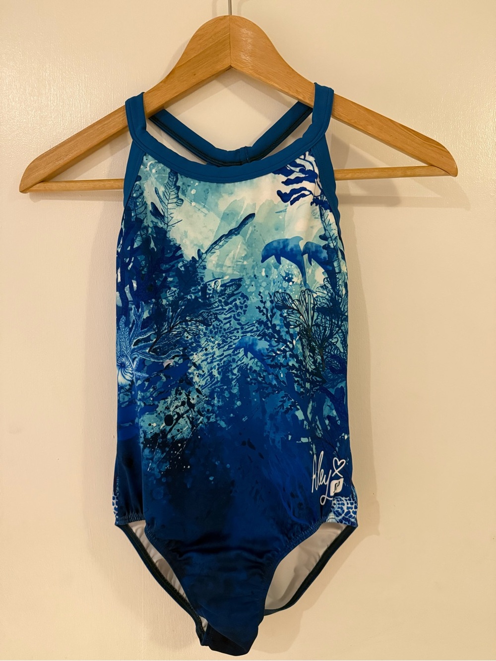 Sylvia P Blue Ocean-print leotard